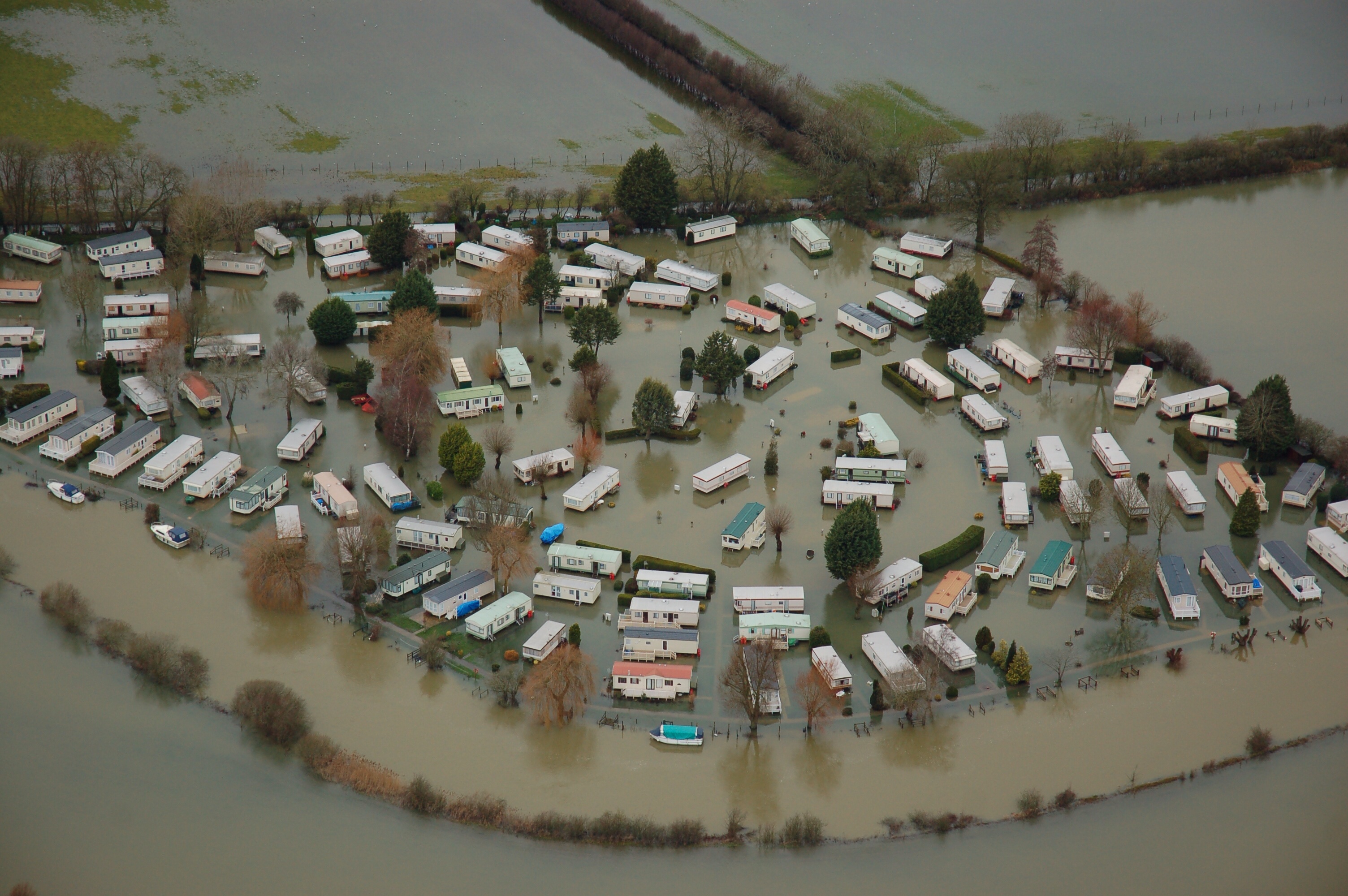 Flooded caravan park near Oxford