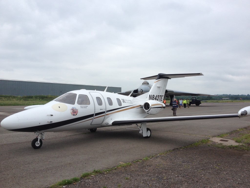 We photographed the Eclipse 550, the small business jet flown by Bruce Dickinson with Aeris Aviation, at Wellesbourne in June