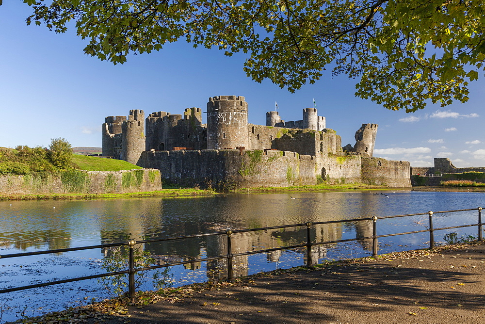 Caerphilly Castle and moat